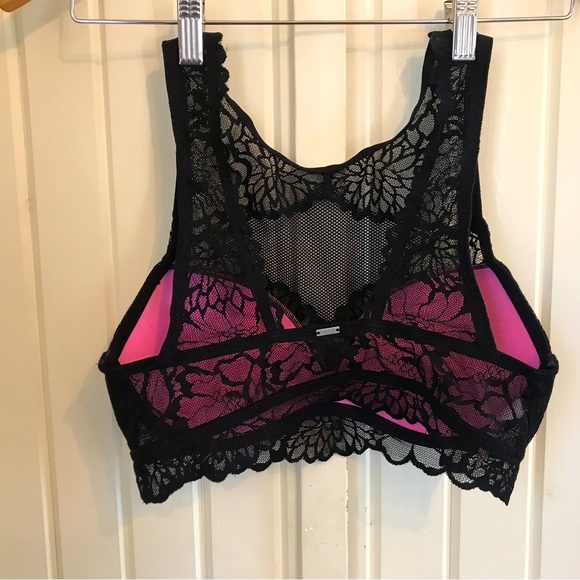 Victoria’s Secret PINK Black Lace Padded Bralette - Size Small - Picture 5 of 7
